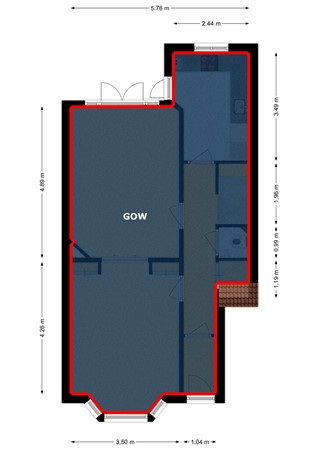 Floorplan - Azaleastraat 50A, 3051 TH Rotterdam